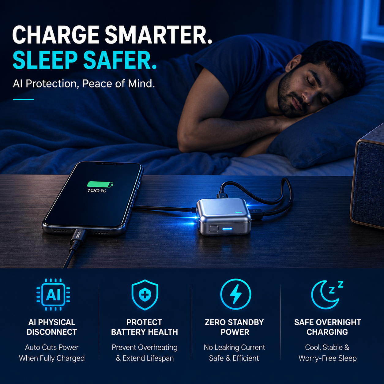 PhoneGuard™ - Smart Disconnect AI Charger