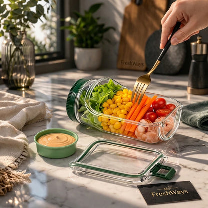 FreshWays™ - 2 In 1 Salad Jar And Bowl